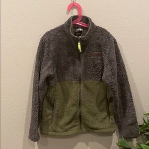 Boys fuzzy fleece North Face jacket Size M 10/12